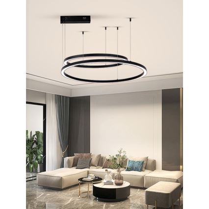 Immax NEO 07216L - Himmennettävä LED-kattokruunu johdossa FINO LED/93W/230V 60/80cm musta Tuya + kauko-ohjaus