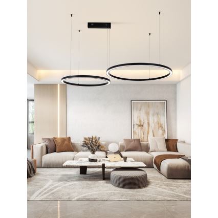 Immax NEO 07216L - Himmennettävä LED-kattokruunu johdossa FINO LED/93W/230V 60/80cm musta Tuya + kauko-ohjaus