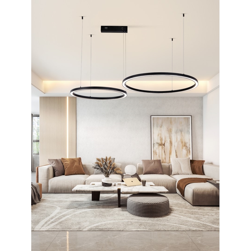 Immax NEO 07216L - Himmennettävä LED-kattokruunu johdossa FINO LED/93W/230V 60/80cm musta Tuya + kauko-ohjaus