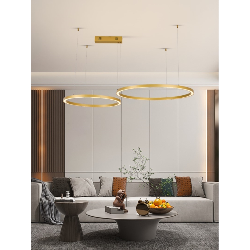 Immax NEO 07218L - Himmennettävä LED-kattokruunu johdossa FINO LED/93W/230V 60/80cm kulta Tuya + kauko-ohjaus