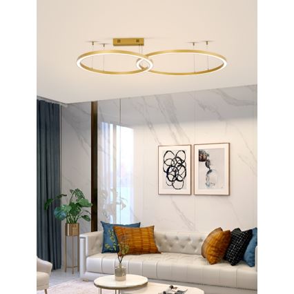 Immax NEO 07218L - Himmennettävä LED-kattokruunu johdossa FINO LED/93W/230V 60/80cm kulta Tuya + kauko-ohjaus