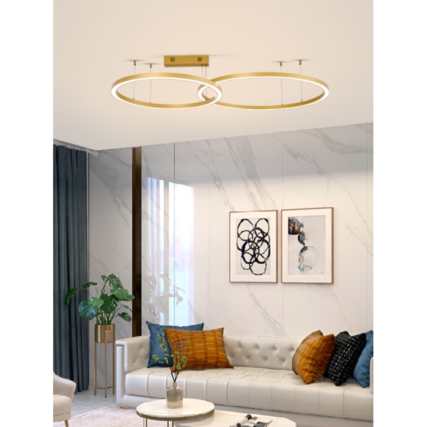 Immax NEO 07218L - Himmennettävä LED-kattokruunu johdossa FINO LED/93W/230V 60/80cm kulta Tuya + kauko-ohjaus