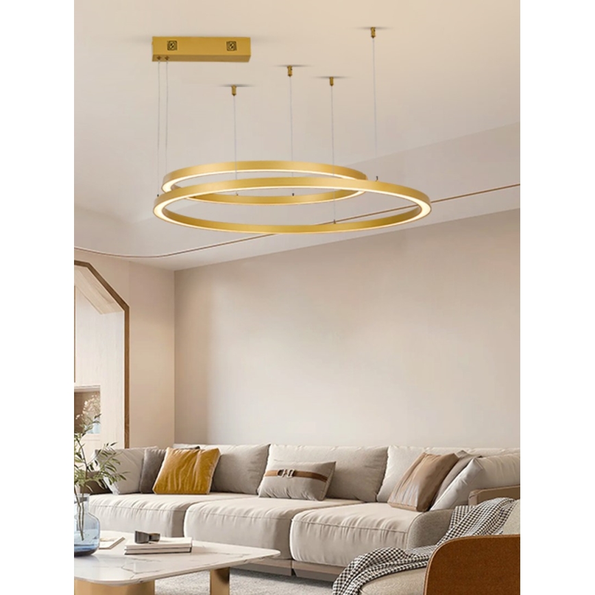 Immax NEO 07218L - Himmennettävä LED-kattokruunu johdossa FINO LED/93W/230V 60/80cm kulta Tuya + kauko-ohjaus