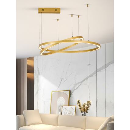 Immax NEO 07218L - Himmennettävä LED-kattokruunu johdossa FINO LED/93W/230V 60/80cm kulta Tuya + kauko-ohjaus