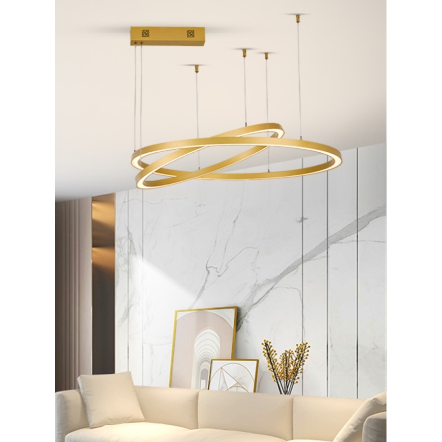 Immax NEO 07218L - Himmennettävä LED-kattokruunu johdossa FINO LED/93W/230V 60/80cm kulta Tuya + kauko-ohjaus