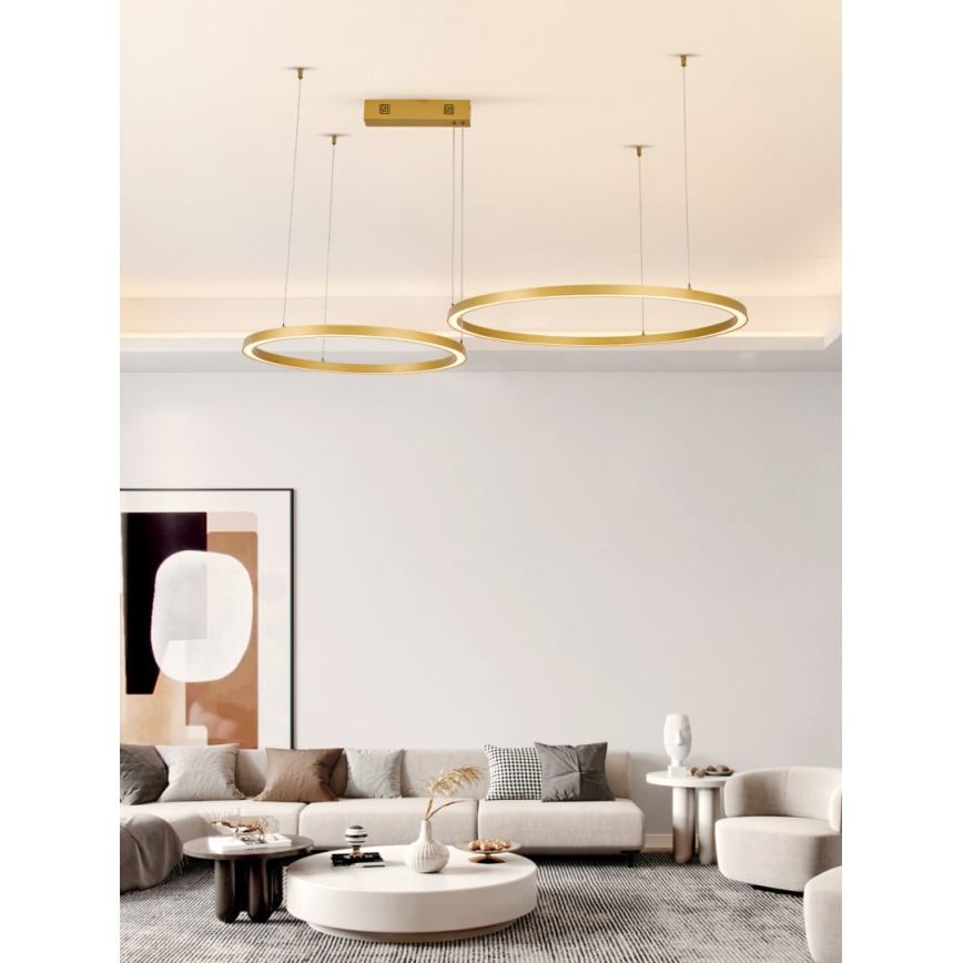 Immax NEO 07218L - Himmennettävä LED-kattokruunu johdossa FINO LED/93W/230V 60/80cm kulta Tuya + kauko-ohjaus