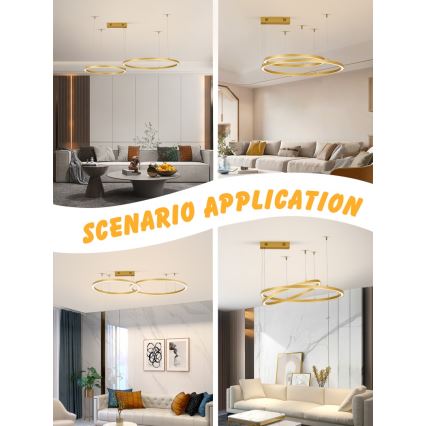 Immax NEO 07218L - Himmennettävä LED-kattokruunu johdossa FINO LED/93W/230V 60/80cm kulta Tuya + kauko-ohjaus