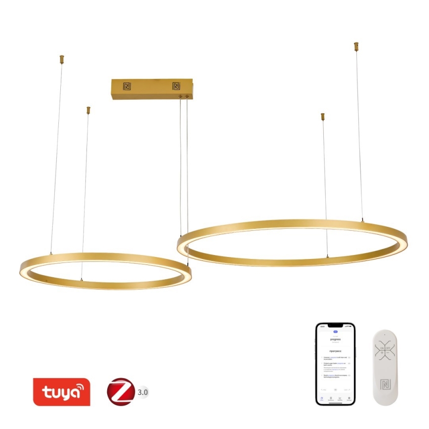 Immax NEO 07218L - Himmennettävä LED-kattokruunu johdossa FINO LED/93W/230V 60/80cm kulta Tuya + kauko-ohjaus