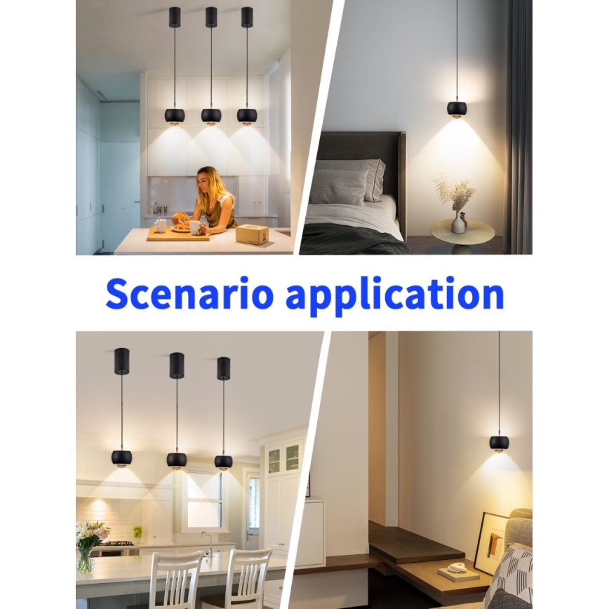 Immax NEO 07219L - Himmennettävä LED-kattokruunu johdossa DORMINE LED/6W/230V matta musta Tuya + kauko-ohjaus