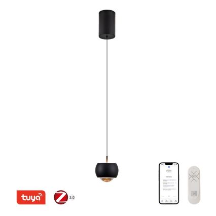 Immax NEO 07219L - Himmennettävä LED-kattokruunu johdossa DORMINE LED/6W/230V matta musta Tuya + kauko-ohjaus