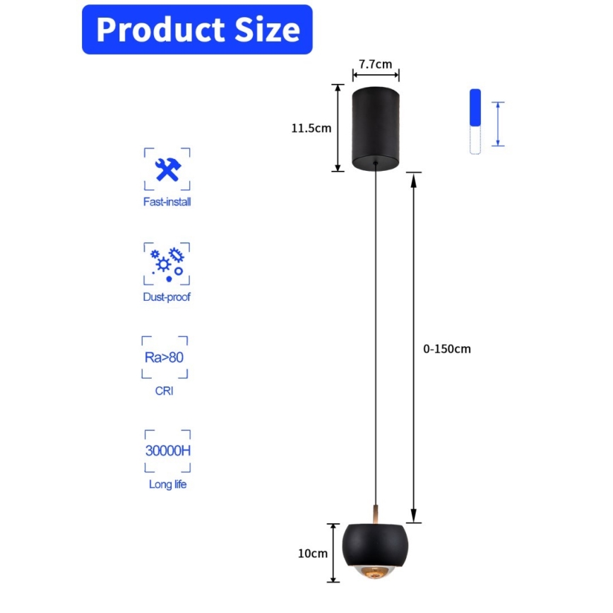 Immax NEO 07219L - Himmennettävä LED-kattokruunu johdossa DORMINE LED/6W/230V matta musta Tuya + kauko-ohjaus