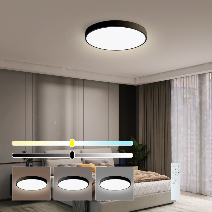 Immax NEO 07248L - Himmennettävä LED-kattovalaisin NEO LITE SEMPLICI LED/36W/230V 3000-6000K Wi-Fi Tuya musta + kauko-ohjaus