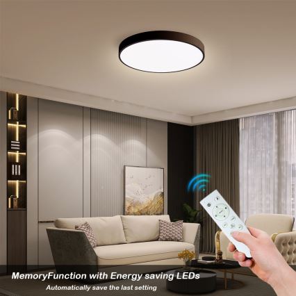 Immax NEO 07248L - Himmennettävä LED-kattovalaisin NEO LITE SEMPLICI LED/36W/230V 3000-6000K Wi-Fi Tuya musta + kauko-ohjaus