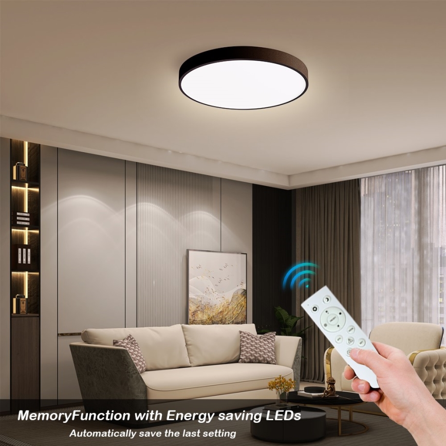 Immax NEO 07248L - Himmennettävä LED-kattovalaisin NEO LITE SEMPLICI LED/36W/230V 3000-6000K Wi-Fi Tuya musta + kauko-ohjaus