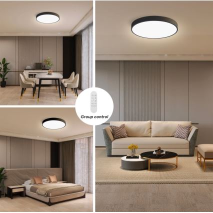 Immax NEO 07248L - Himmennettävä LED-kattovalaisin NEO LITE SEMPLICI LED/36W/230V 3000-6000K Wi-Fi Tuya musta + kauko-ohjaus