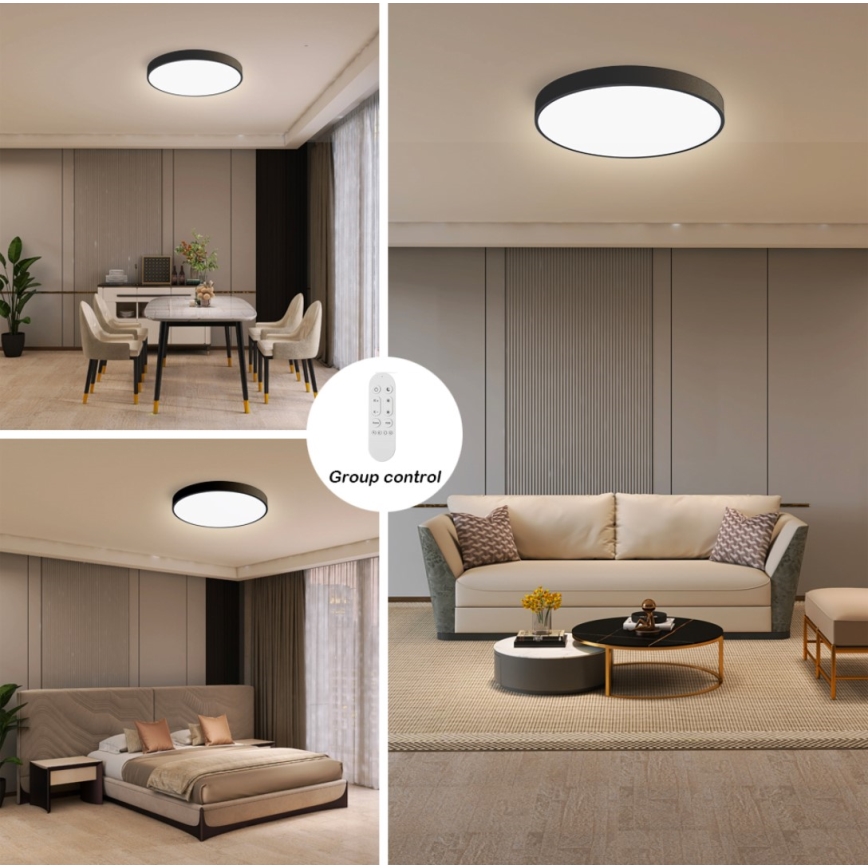 Immax NEO 07248L - Himmennettävä LED-kattovalaisin NEO LITE SEMPLICI LED/36W/230V 3000-6000K Wi-Fi Tuya musta + kauko-ohjaus