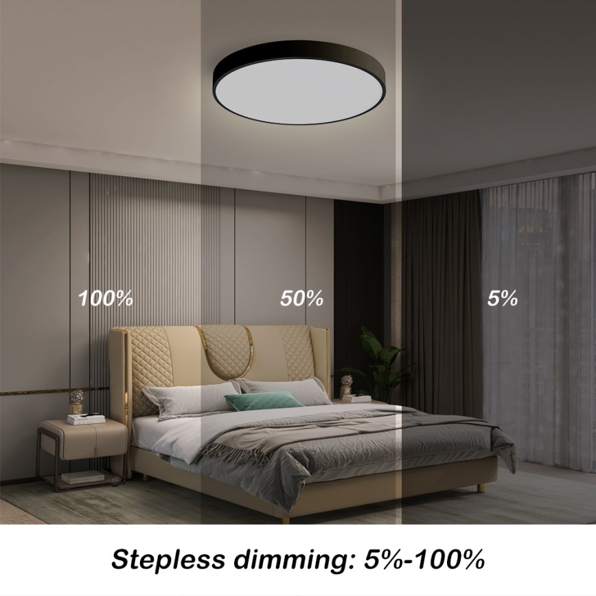 Immax NEO 07248L - Himmennettävä LED-kattovalaisin NEO LITE SEMPLICI LED/36W/230V 3000-6000K Wi-Fi Tuya musta + kauko-ohjaus