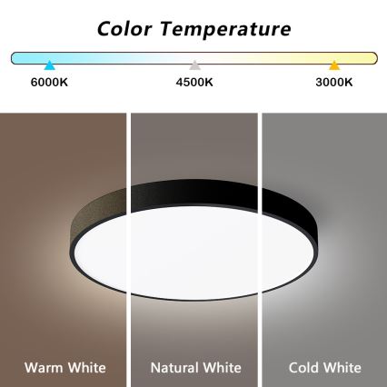 Immax NEO 07248L - Himmennettävä LED-kattovalaisin NEO LITE SEMPLICI LED/36W/230V 3000-6000K Wi-Fi Tuya musta + kauko-ohjaus