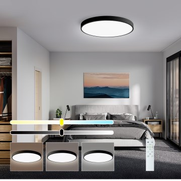 Immax NEO 07249L - Himmennettävä LED-kattovalaisin NEO LITE SEMPLICI LED/48W/230V 3000-6000K Wi-Fi Tuya musta + kauko-ohjaus