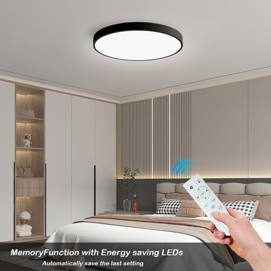 Immax NEO 07249L - Himmennettävä LED-kattovalaisin NEO LITE SEMPLICI LED/48W/230V 3000-6000K Wi-Fi Tuya musta + kauko-ohjaus