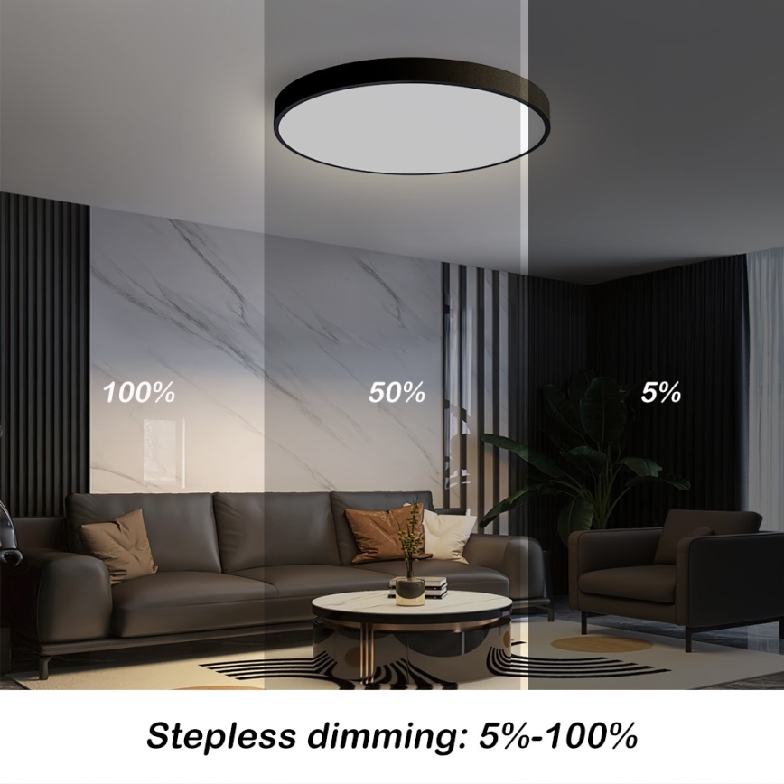 Immax NEO 07249L - Himmennettävä LED-kattovalaisin NEO LITE SEMPLICI LED/48W/230V 3000-6000K Wi-Fi Tuya musta + kauko-ohjaus