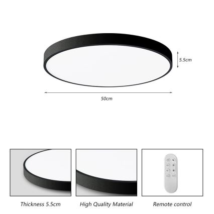 Immax NEO 07249L - Himmennettävä LED-kattovalaisin NEO LITE SEMPLICI LED/48W/230V 3000-6000K Wi-Fi Tuya musta + kauko-ohjaus