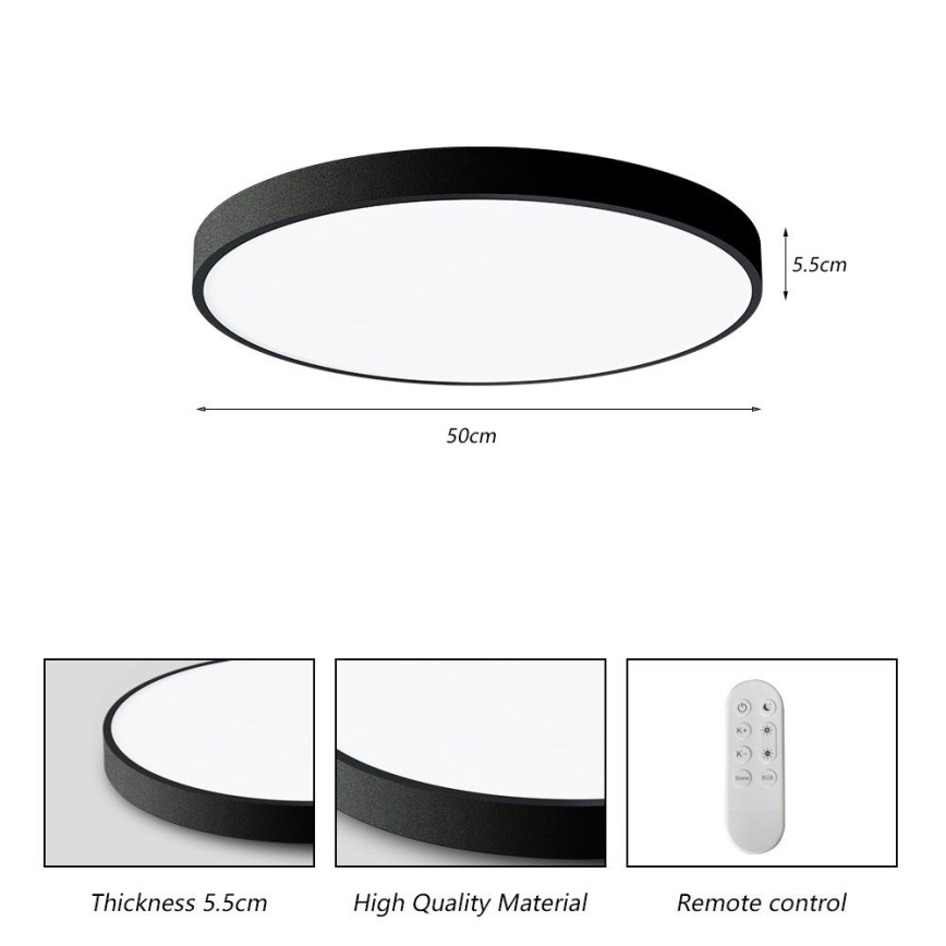 Immax NEO 07249L - Himmennettävä LED-kattovalaisin NEO LITE SEMPLICI LED/48W/230V 3000-6000K Wi-Fi Tuya musta + kauko-ohjaus