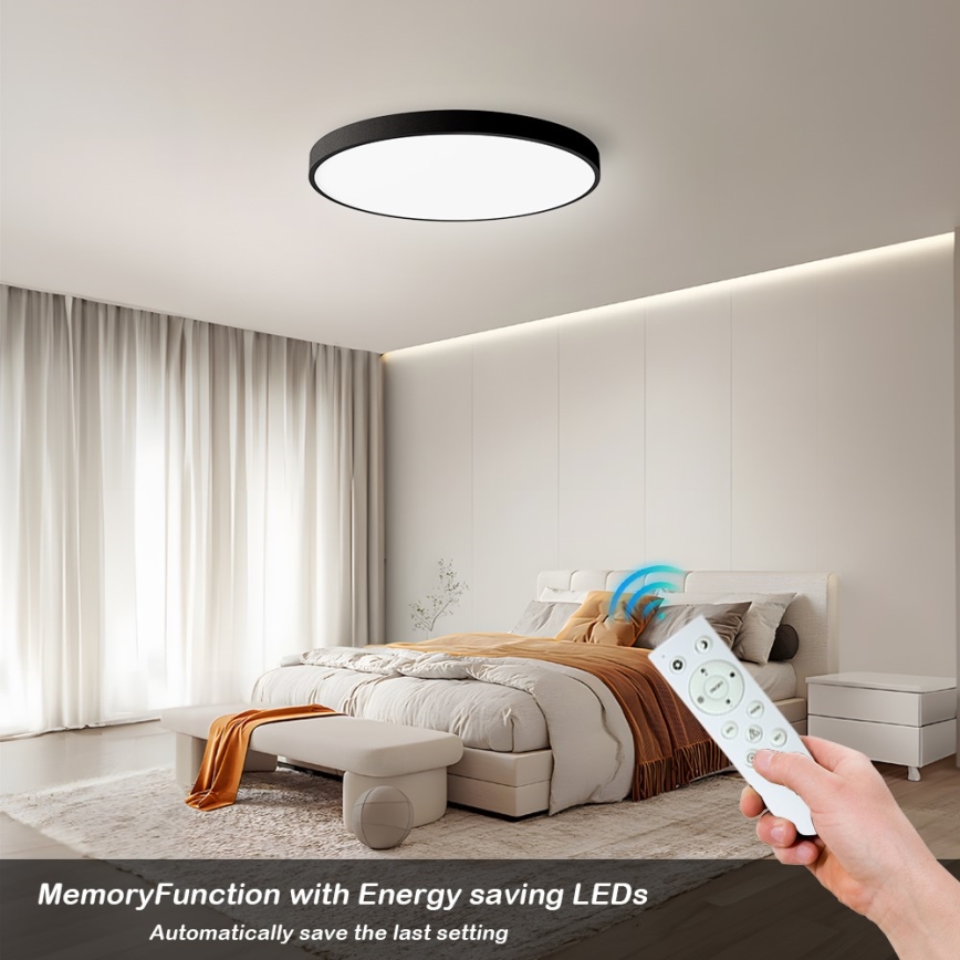 Immax NEO 07250L - Himmennettävä LED-kattovalaisin NEO LITE SEMPLICI LED/60W/230V 3000-6000K Wi-Fi Tuya musta + kauko-ohjaus