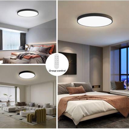 Immax NEO 07250L - Himmennettävä LED-kattovalaisin NEO LITE SEMPLICI LED/60W/230V 3000-6000K Wi-Fi Tuya musta + kauko-ohjaus
