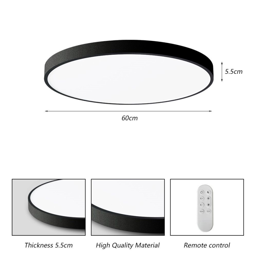 Immax NEO 07250L - Himmennettävä LED-kattovalaisin NEO LITE SEMPLICI LED/60W/230V 3000-6000K Wi-Fi Tuya musta + kauko-ohjaus