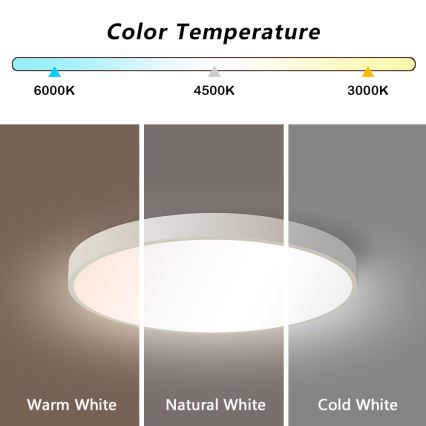 Immax NEO 07252L - Himmennettävä LED-kattovalaisin NEO LITE SEMPLICI LED/48W/230V 3000-6000K Wi-Fi Tuya valkoinen + kauko-ohjaus
