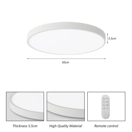 Immax NEO 07252L - Himmennettävä LED-kattovalaisin NEO LITE SEMPLICI LED/48W/230V 3000-6000K Wi-Fi Tuya valkoinen + kauko-ohjaus