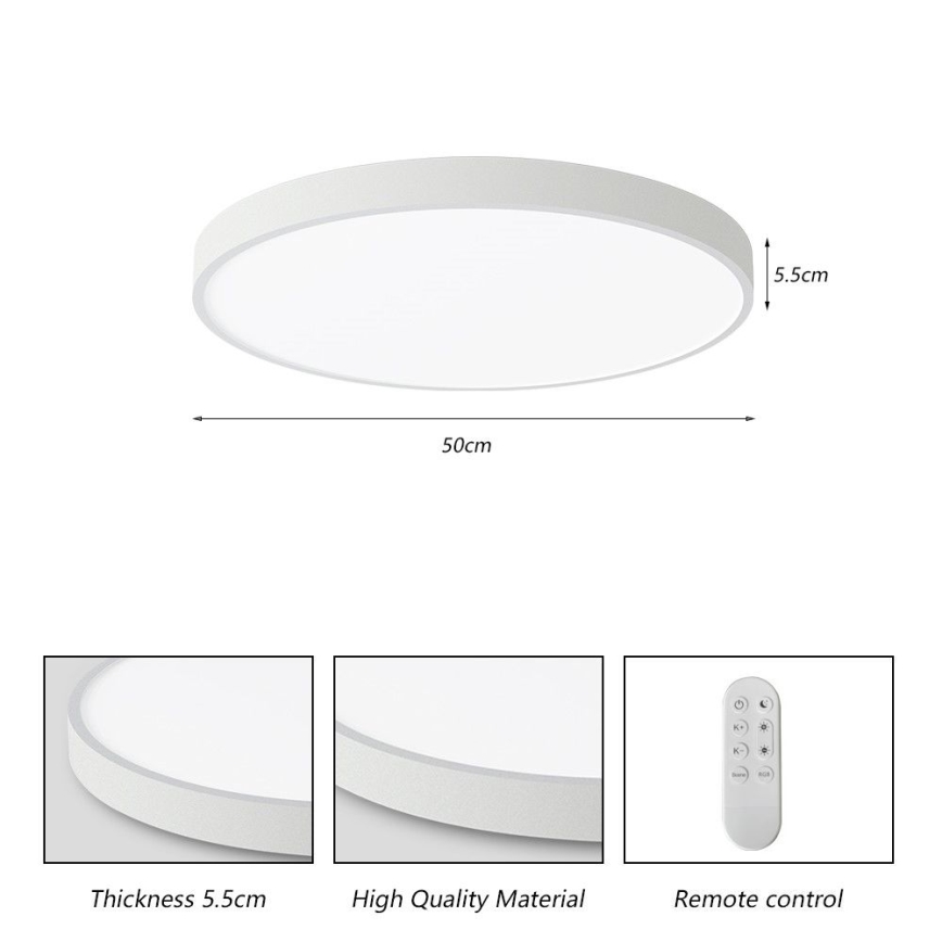 Immax NEO 07252L - Himmennettävä LED-kattovalaisin NEO LITE SEMPLICI LED/48W/230V 3000-6000K Wi-Fi Tuya valkoinen + kauko-ohjaus