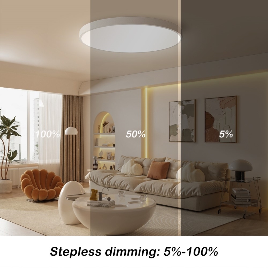Immax NEO 07253L - Himmennettävä LED-kattovalaisin NEO LITE SEMPLICI LED/60W/230V 3000-6000K Wi-Fi Tuya valkoinen + kauko-ohjaus