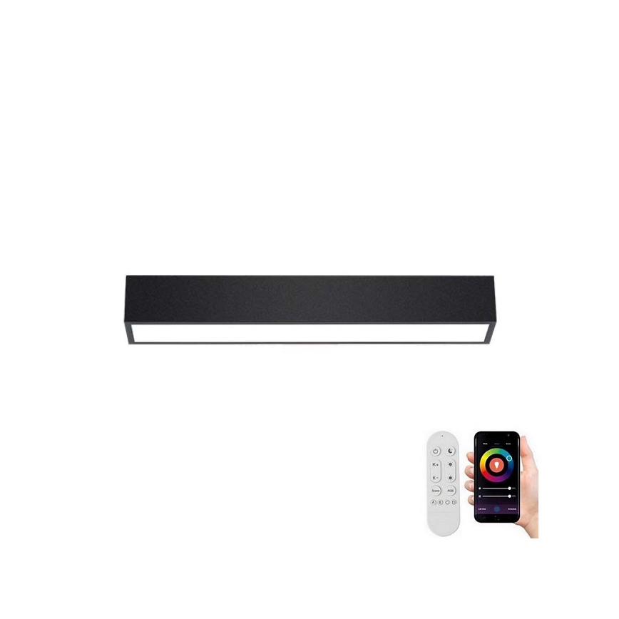 Immax NEO 07254L - Himmennettävä LED-kattovalaisin NEO LITE LUNGO LED/20W/230V 3000-6000K Wi-Fi Tuya musta + kauko-ohjaus