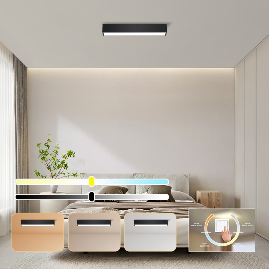 Immax NEO 07254L - Himmennettävä LED-kattovalaisin NEO LITE LUNGO LED/20W/230V 3000-6000K Wi-Fi Tuya musta + kauko-ohjaus