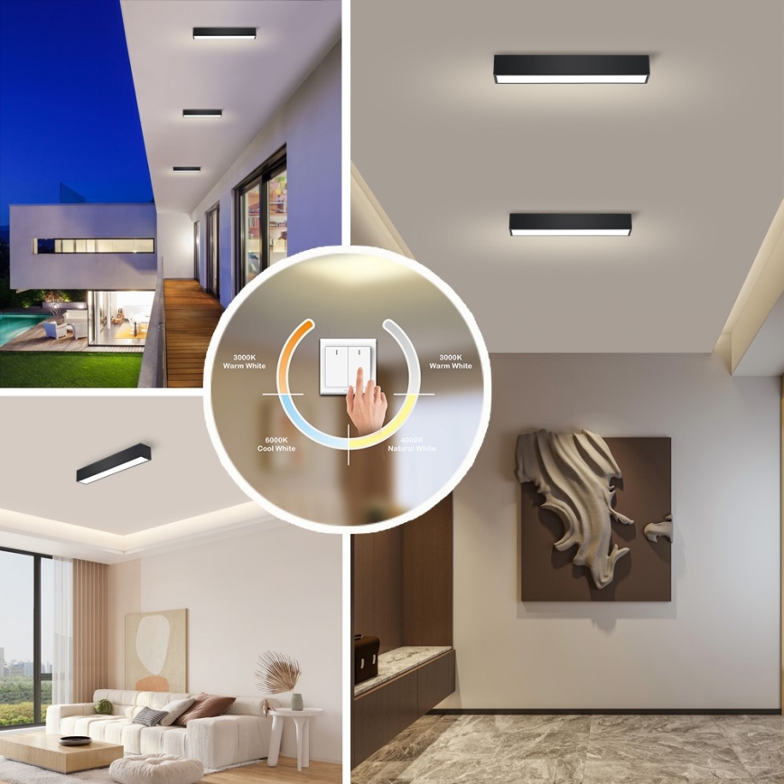 Immax NEO 07254L - Himmennettävä LED-kattovalaisin NEO LITE LUNGO LED/20W/230V 3000-6000K Wi-Fi Tuya musta + kauko-ohjaus