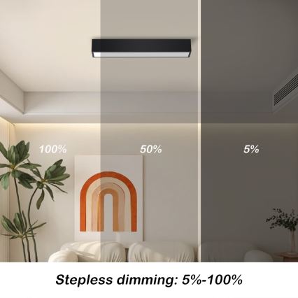 Immax NEO 07254L - Himmennettävä LED-kattovalaisin NEO LITE LUNGO LED/20W/230V 3000-6000K Wi-Fi Tuya musta + kauko-ohjaus