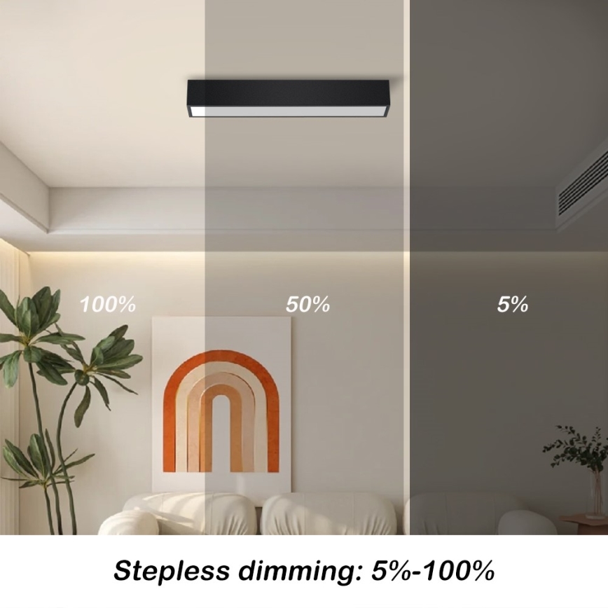 Immax NEO 07254L - Himmennettävä LED-kattovalaisin NEO LITE LUNGO LED/20W/230V 3000-6000K Wi-Fi Tuya musta + kauko-ohjaus
