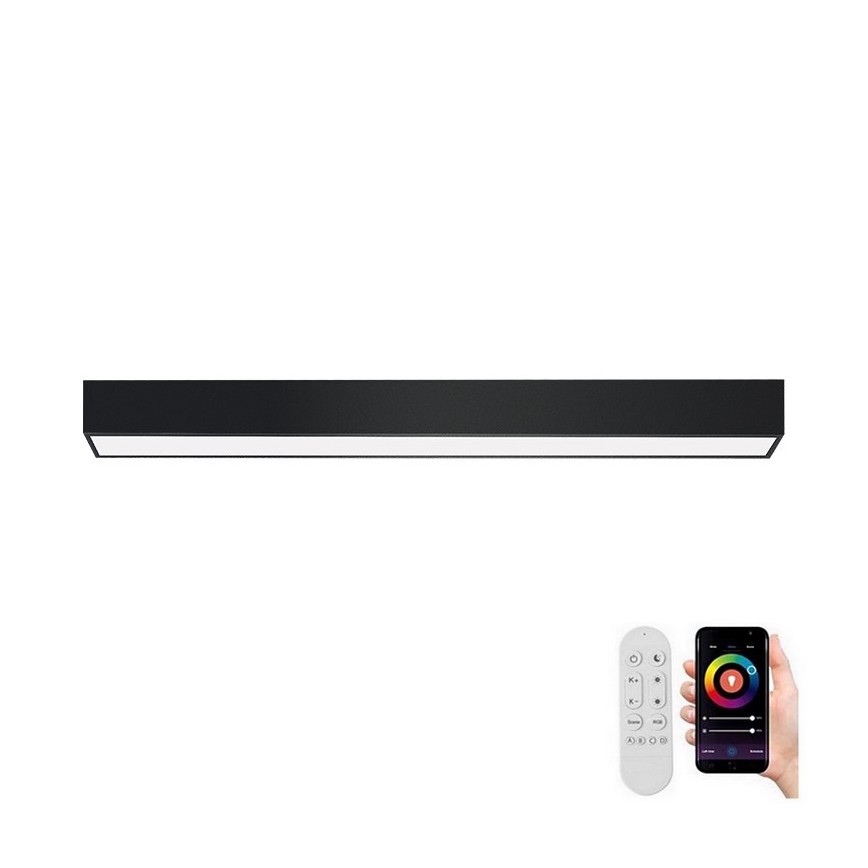 Immax NEO 07255L - Himmennettävä LED-kattovalaisin NEO LITE LUNGO LED/20W/230V 3000-6000K Wi-Fi Tuya musta + kauko-ohjaus