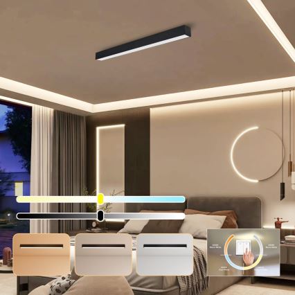 Immax NEO 07255L - Himmennettävä LED-kattovalaisin NEO LITE LUNGO LED/20W/230V 3000-6000K Wi-Fi Tuya musta + kauko-ohjaus