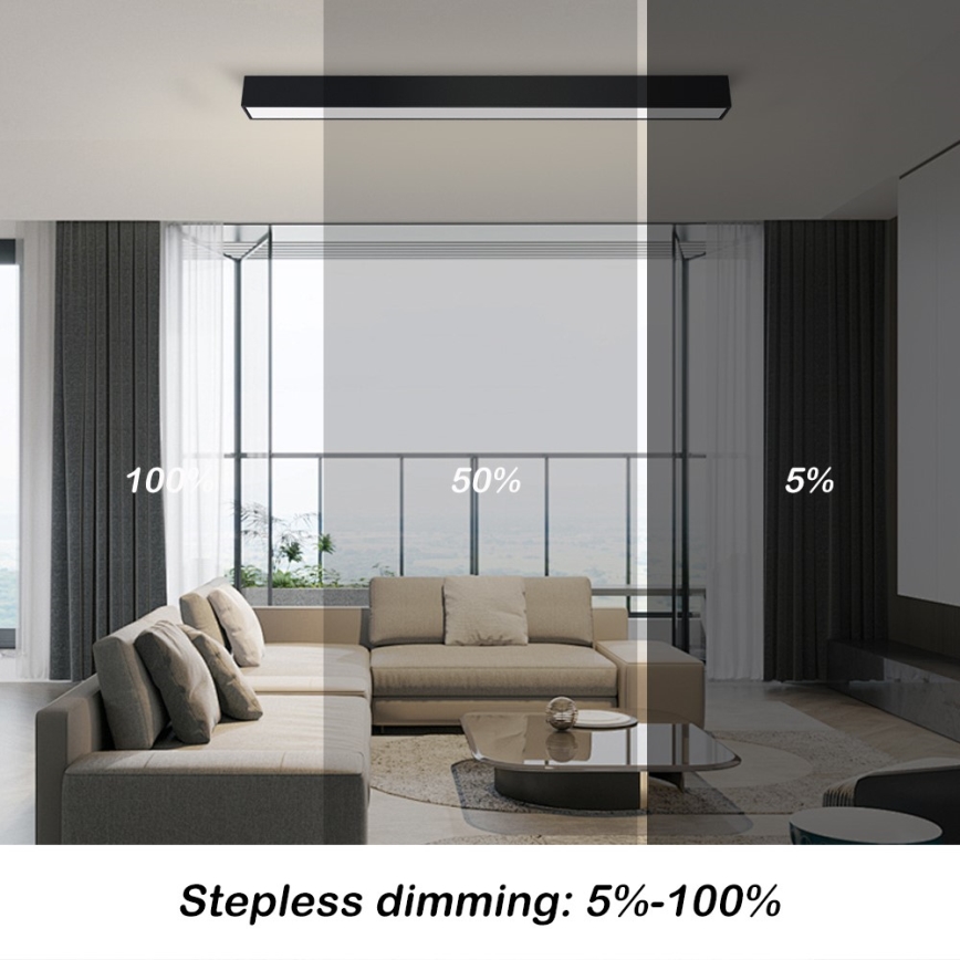 Immax NEO 07255L - Himmennettävä LED-kattovalaisin NEO LITE LUNGO LED/20W/230V 3000-6000K Wi-Fi Tuya musta + kauko-ohjaus