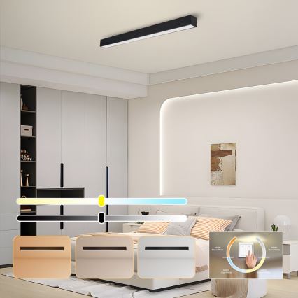 Immax NEO 07256L - Himmennettävä LED-kattovalaisin NEO LITE LUNGO LED/38W/230V 3000-6000K Wi-Fi Tuya musta + kauko-ohjaus