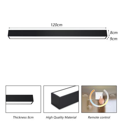 Immax NEO 07256L - Himmennettävä LED-kattovalaisin NEO LITE LUNGO LED/38W/230V 3000-6000K Wi-Fi Tuya musta + kauko-ohjaus