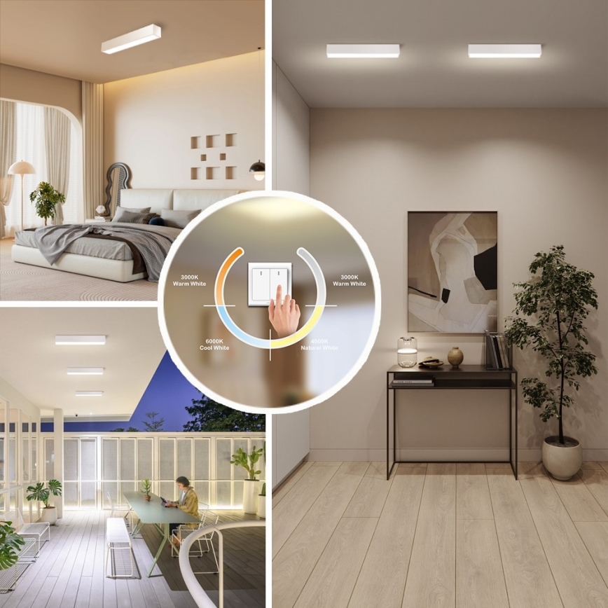Immax NEO 07257L - Himmennettävä LED-kattovalaisin NEO LITE LUNGO LED/20W/230V 3000-6000K Wi-Fi Tuya valkoinen + kauko-ohjaus