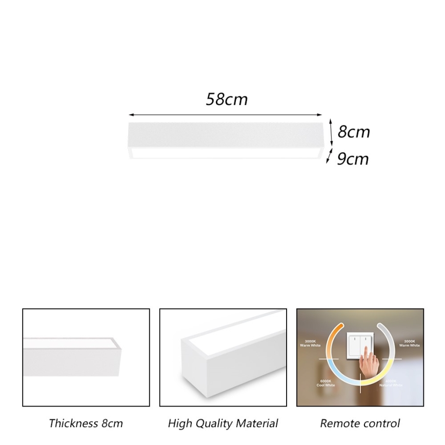Immax NEO 07257L - Himmennettävä LED-kattovalaisin NEO LITE LUNGO LED/20W/230V 3000-6000K Wi-Fi Tuya valkoinen + kauko-ohjaus