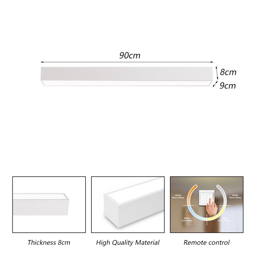 Immax NEO 07258L - Himmennettävä LED-kattovalaisin NEO LITE LUNGO LED/29W/230V 3000-6000K Wi-Fi Tuya valkoinen + kauko-ohjaus