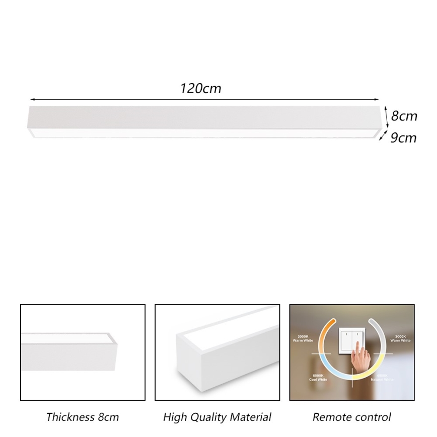 Immax NEO 07259L - Himmennettävä LED-kattovalaisin NEO LITE LUNGO LED/38W/230V 3000-6000K Wi-Fi Tuya valkoinen + kauko-ohjaus