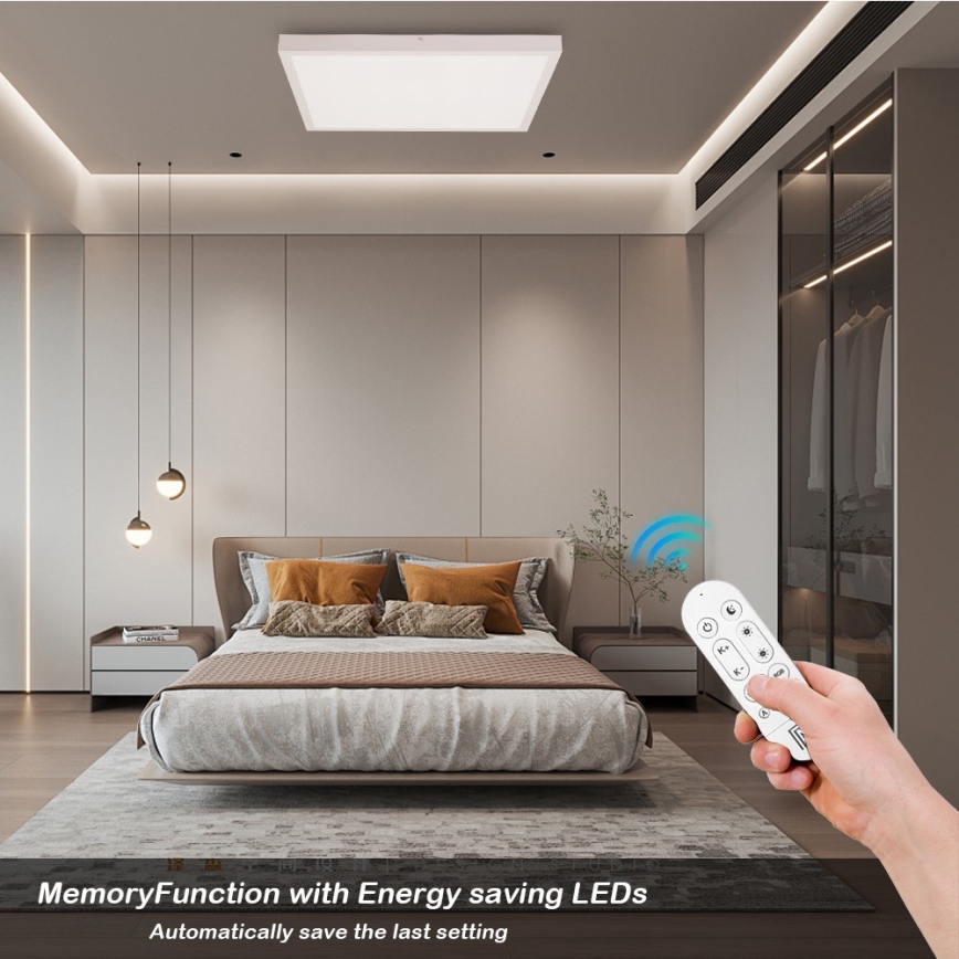 Immax NEO 07277L - Himmennettävä kylpyhuoneen LED-kattovalaisin NEO LITE FRAME LED/50W/230V IP44 Wi-Fi Tuya +remote hallinta valkoinen