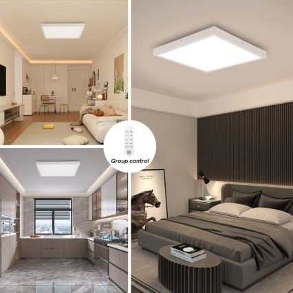 Immax NEO 07277L - Himmennettävä kylpyhuoneen LED-kattovalaisin NEO LITE FRAME LED/50W/230V IP44 Wi-Fi Tuya +remote hallinta valkoinen